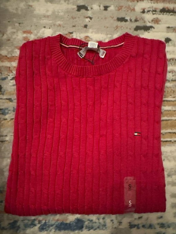[S] TOMMY HILFIGER LADIES KNIT LONG SLEEVE SWEATER,TON MAROON, 76J4735-652 (STH986)