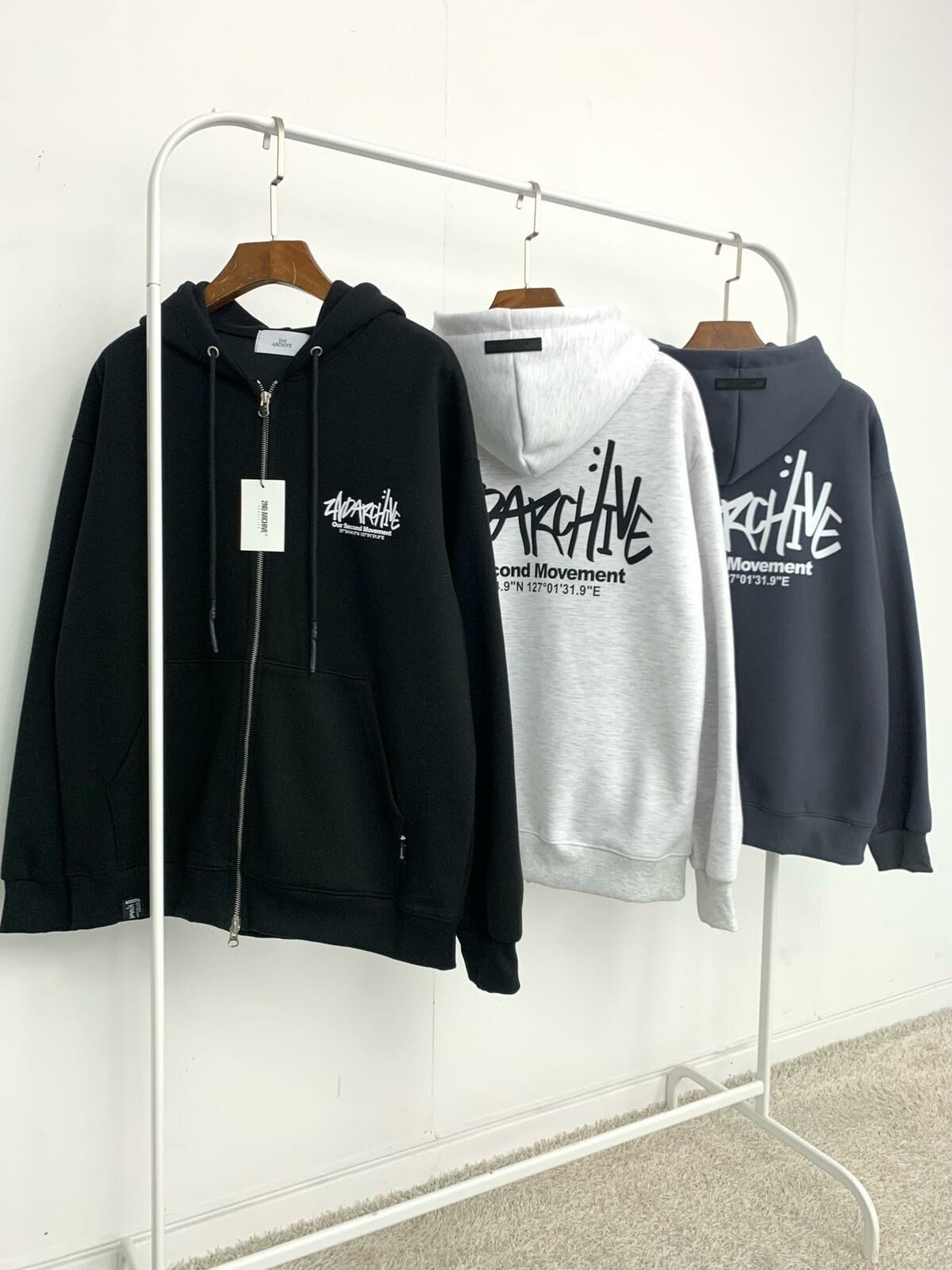 英文字連帽拉鍊外套 2nd-199JK