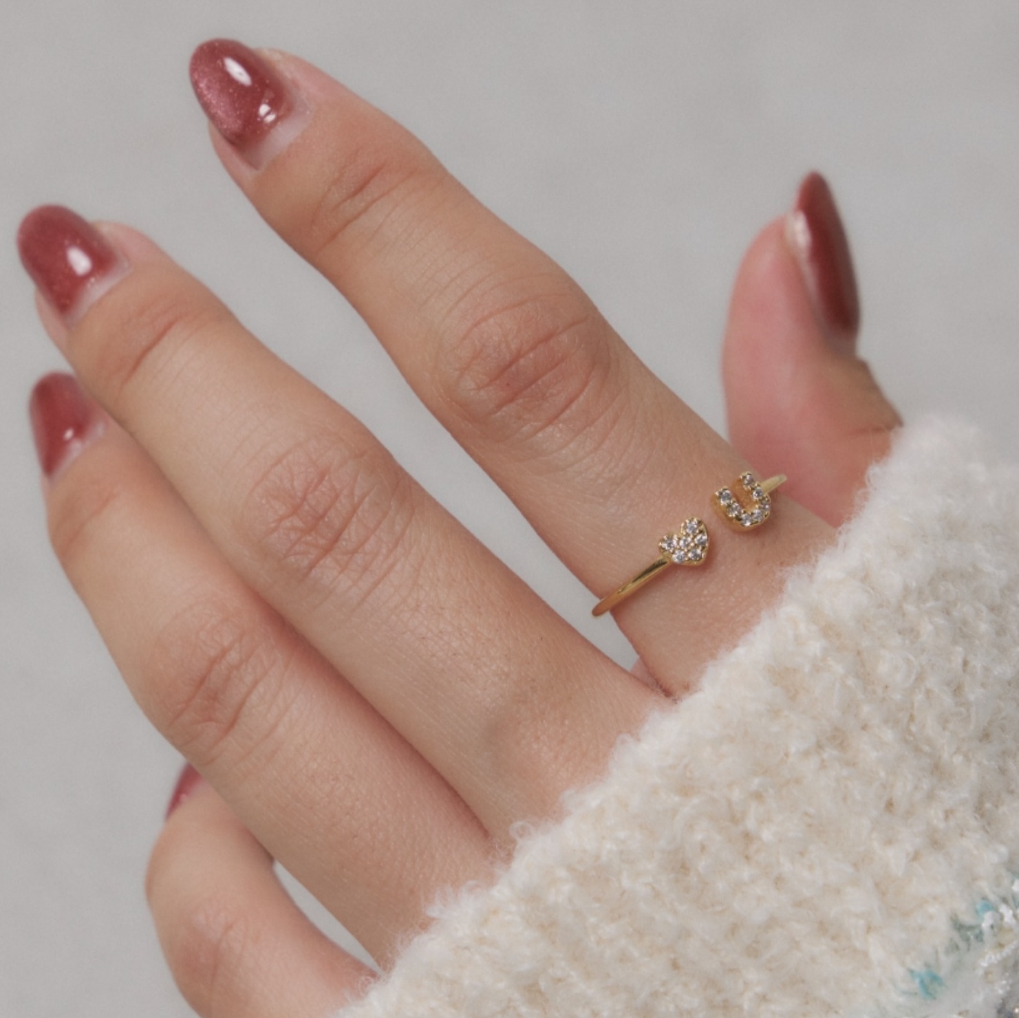 LOVE U 小字母戒指