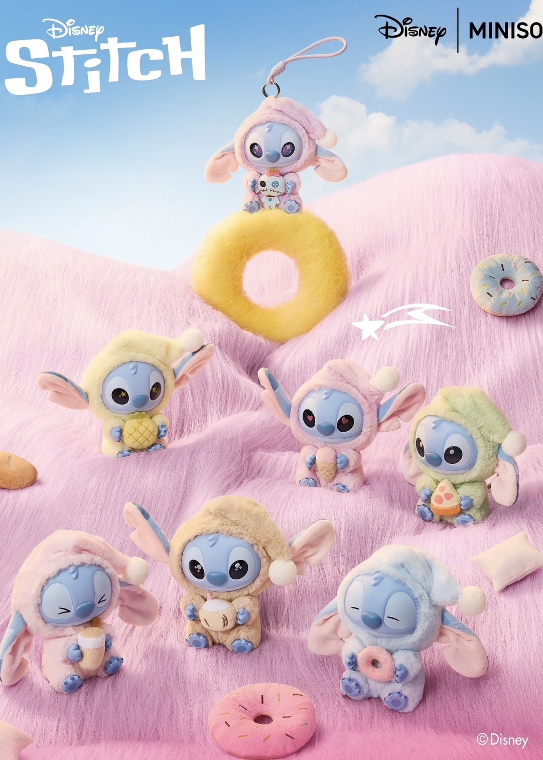 <快速出貨>MINISO 迪士尼 史迪奇 再睏也要吃一口 搪膠毛绒系列盲盒