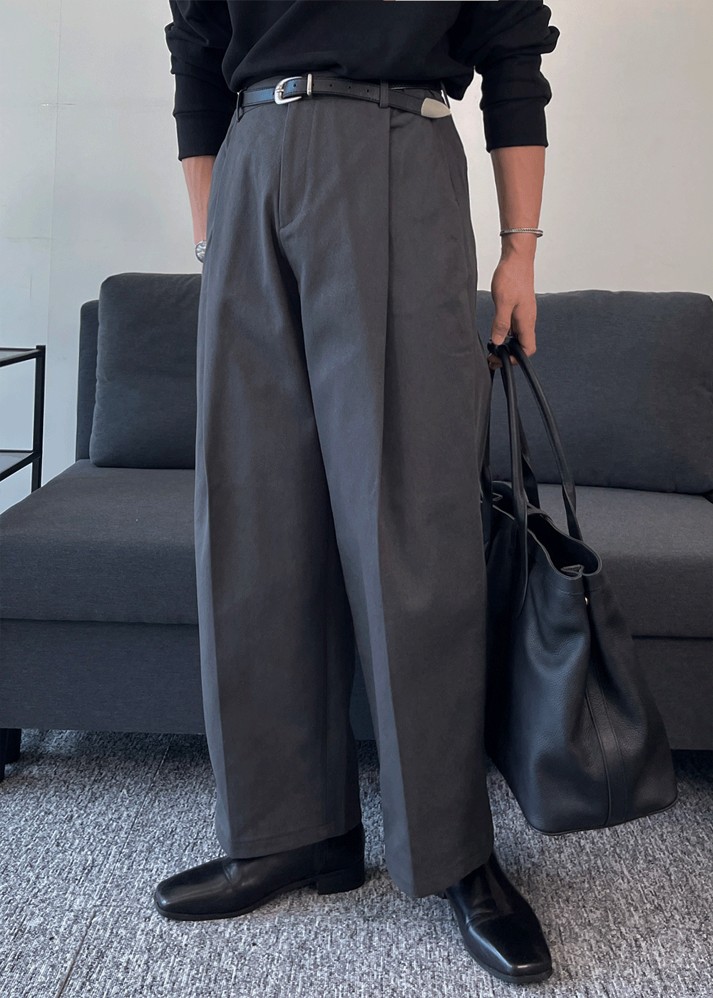 比利單褶半鬆緊休閒褲