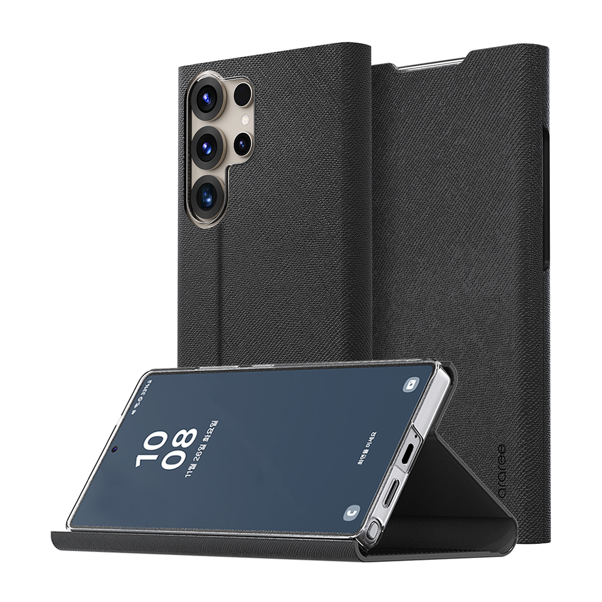 araree Bonnet Stand 座枱插卡皮革殼 [Galaxy S25 Ultra]