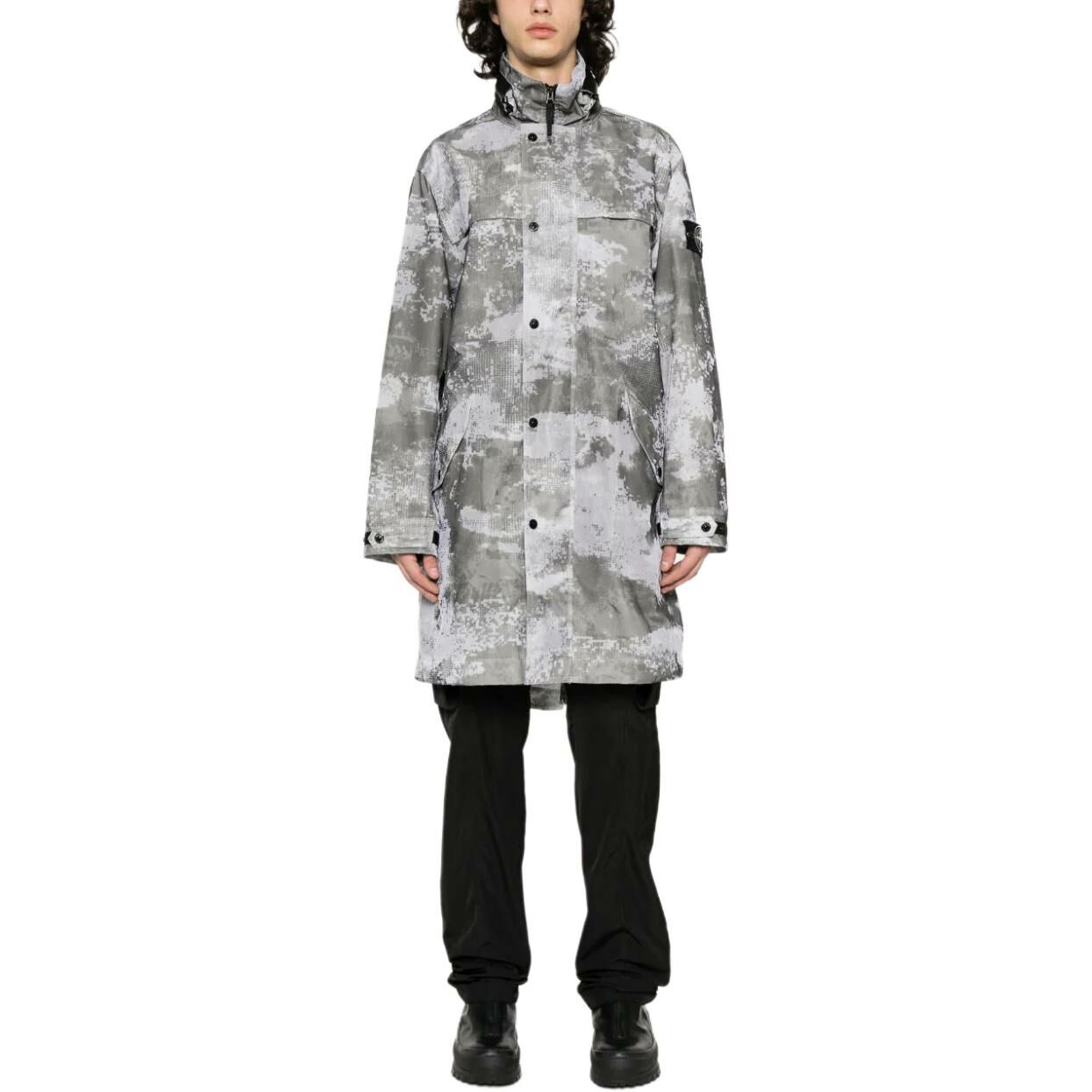 【代購】STONE ISLAND Compass-Badge High-Neck Mesh-Overlay Parka