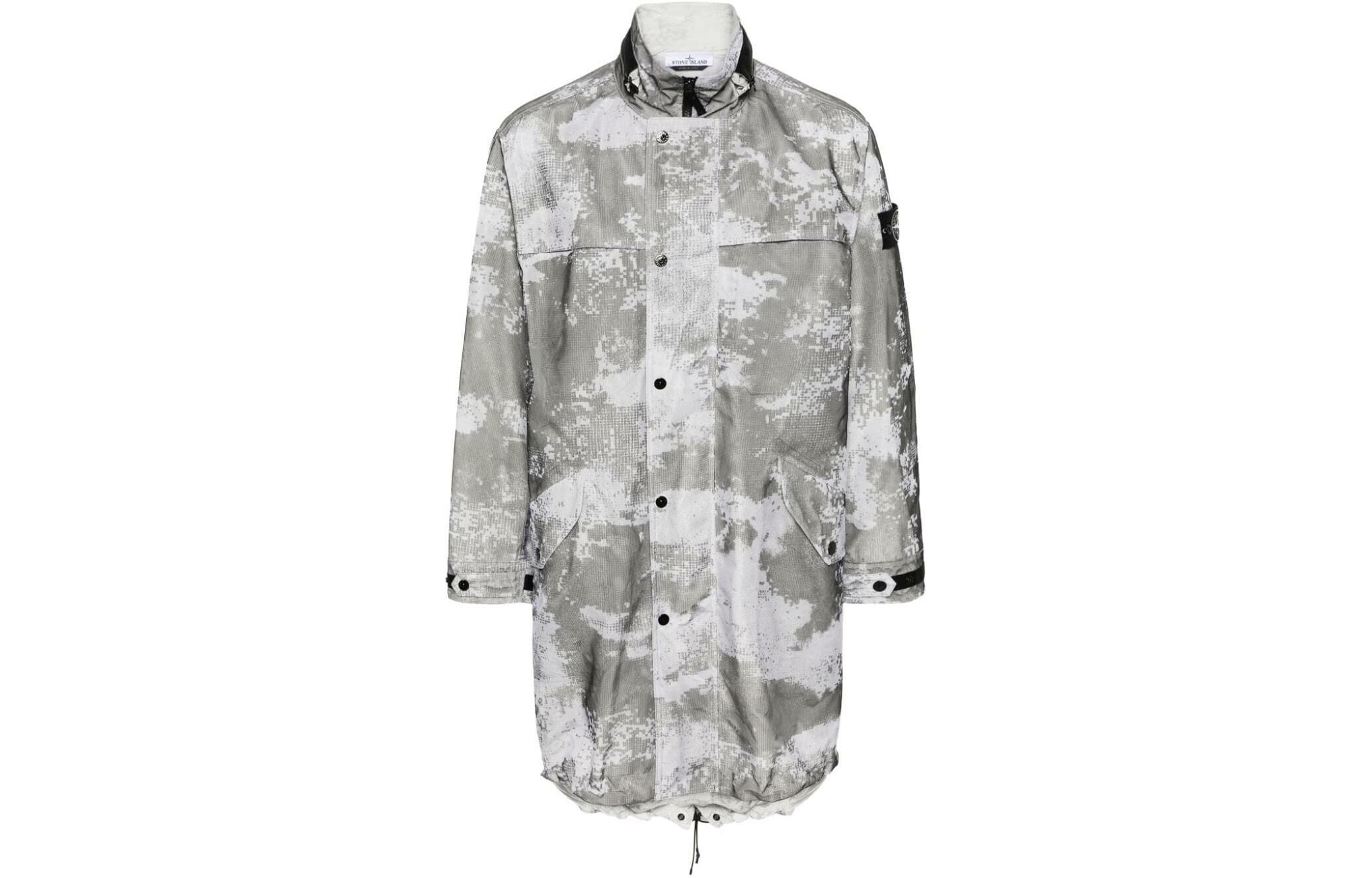 【代購】STONE ISLAND Compass-Badge High-Neck Mesh-Overlay Parka