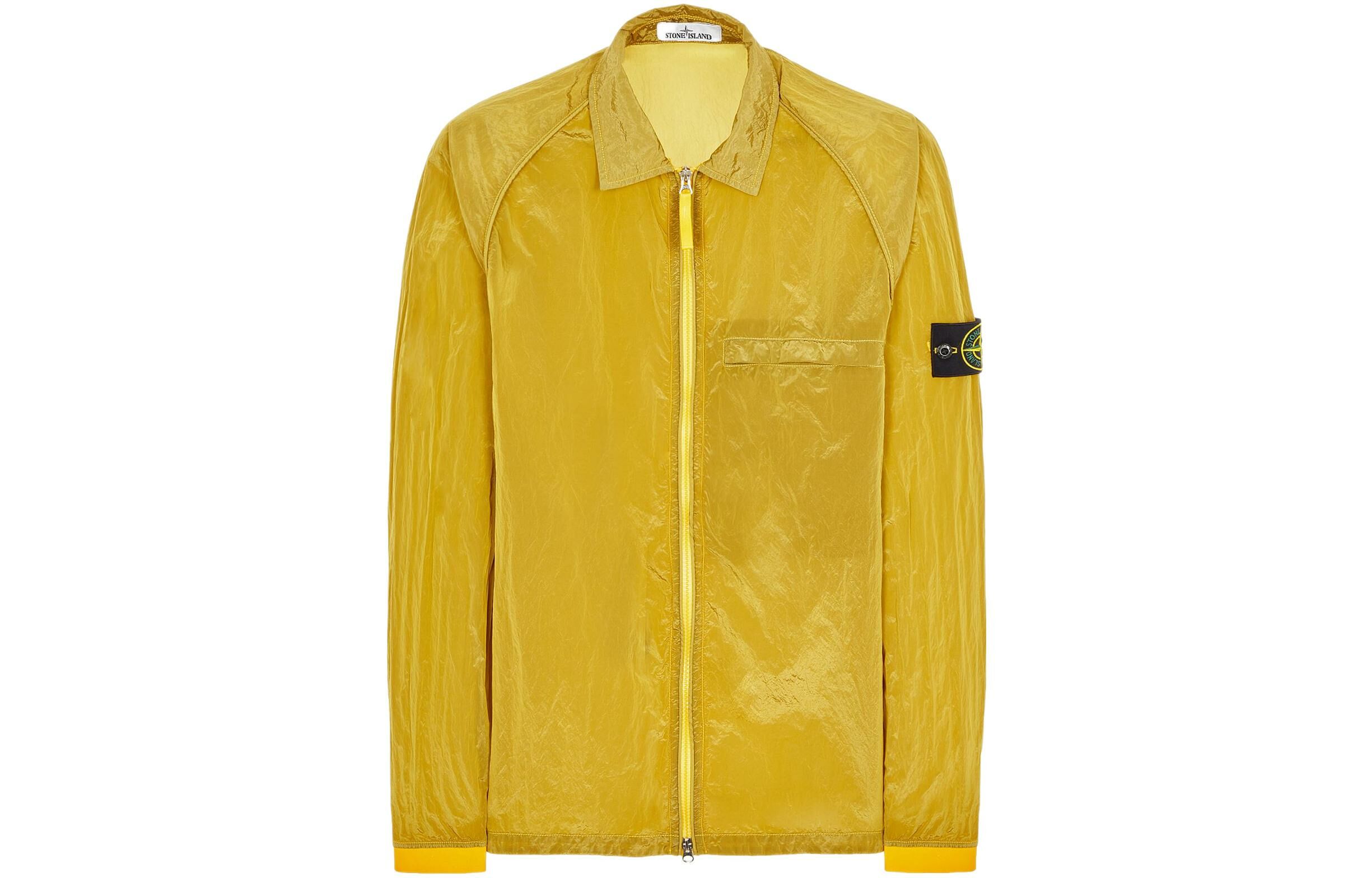 【代購】STONE ISLAND Compass-patch Crinkled Zip-up Overshirt