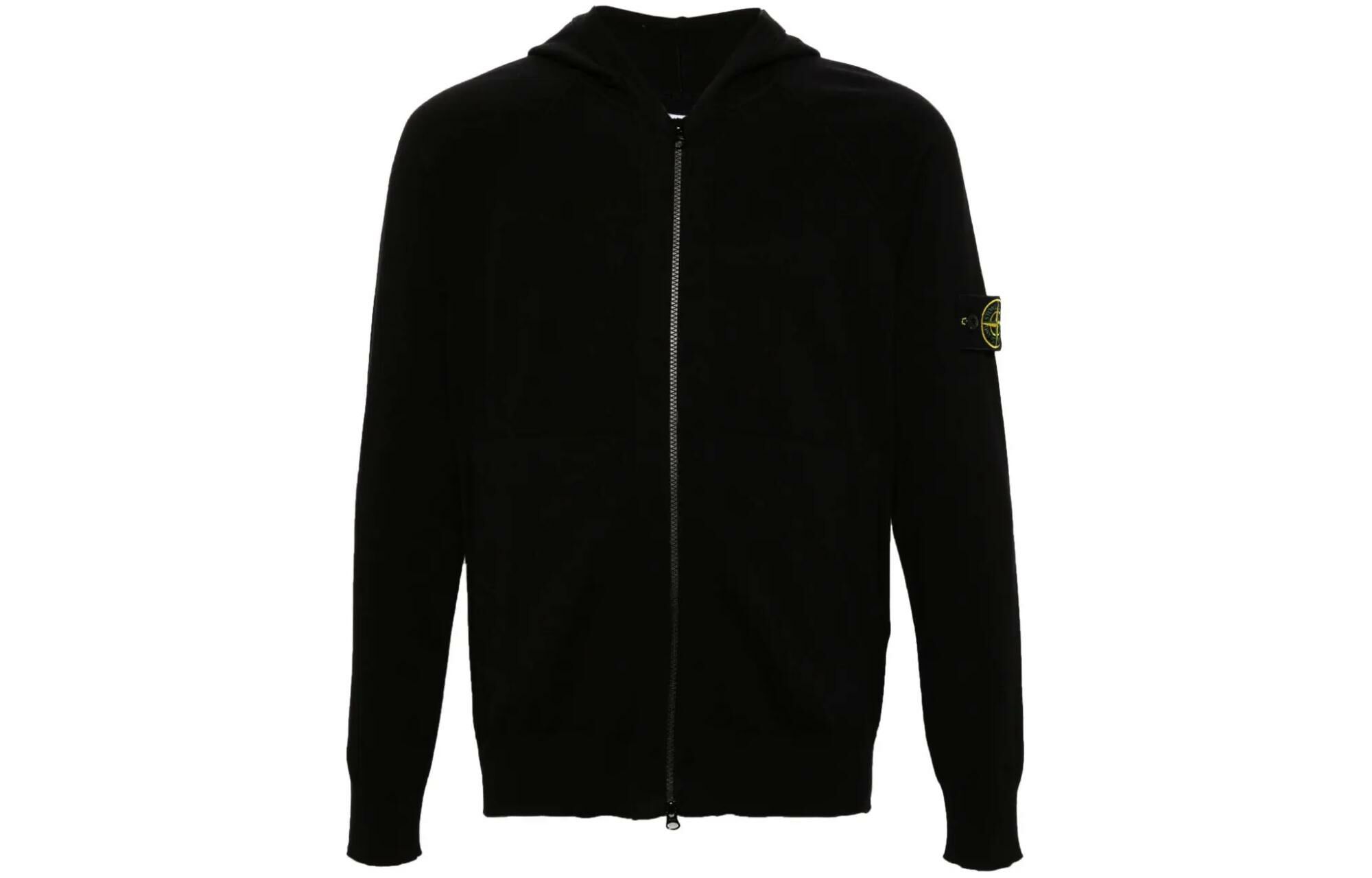 【代購】STONE ISLAND Logo Patch Zip-Up Knitted Hoodie