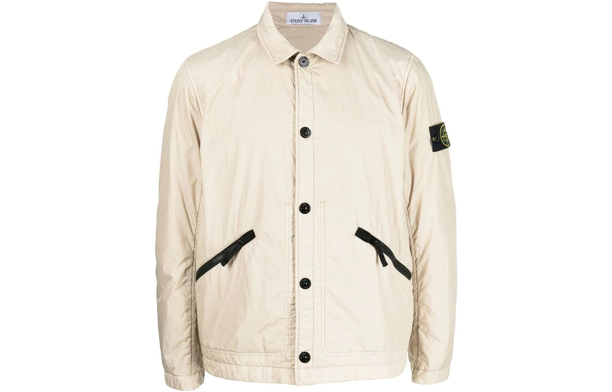 【代購】STONE ISLAND Logo Patch Button-Up Overshirt Jacket
