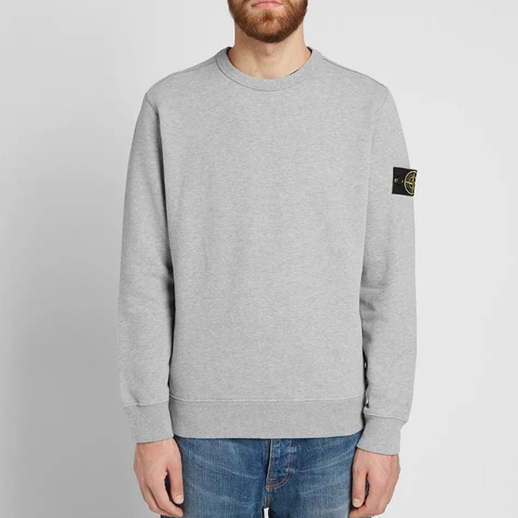【代購】STONE ISLAND Logo Appliquéd Mélange Cotton Jersey Sweatshirt