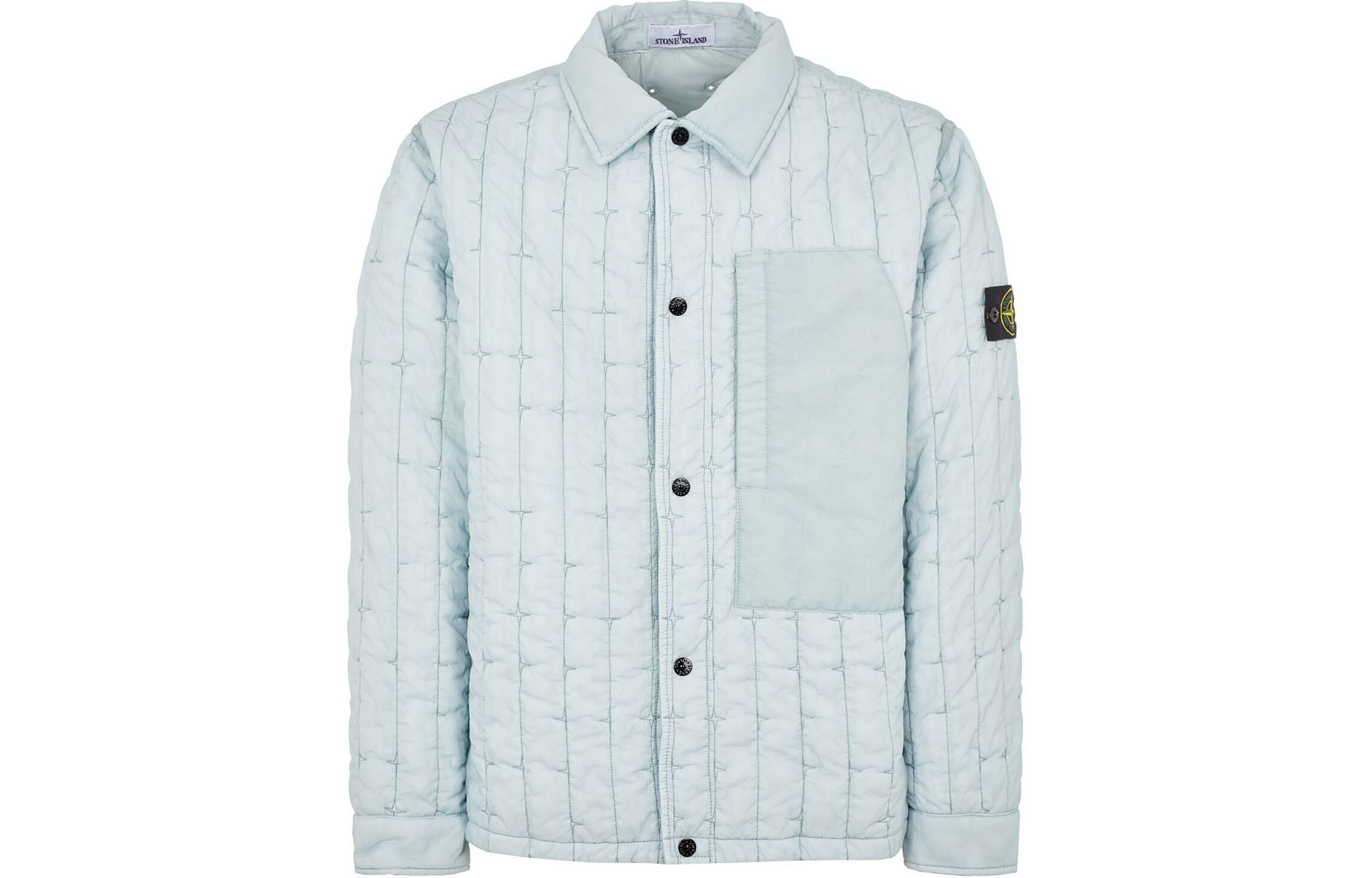 【代購】STONE ISLAND SS24 Jackets Coats Men's Ice Frost Blue