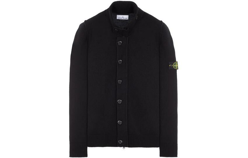【代購】STONE ISLAND High Neck Logo Patch Ribbed Cardigan