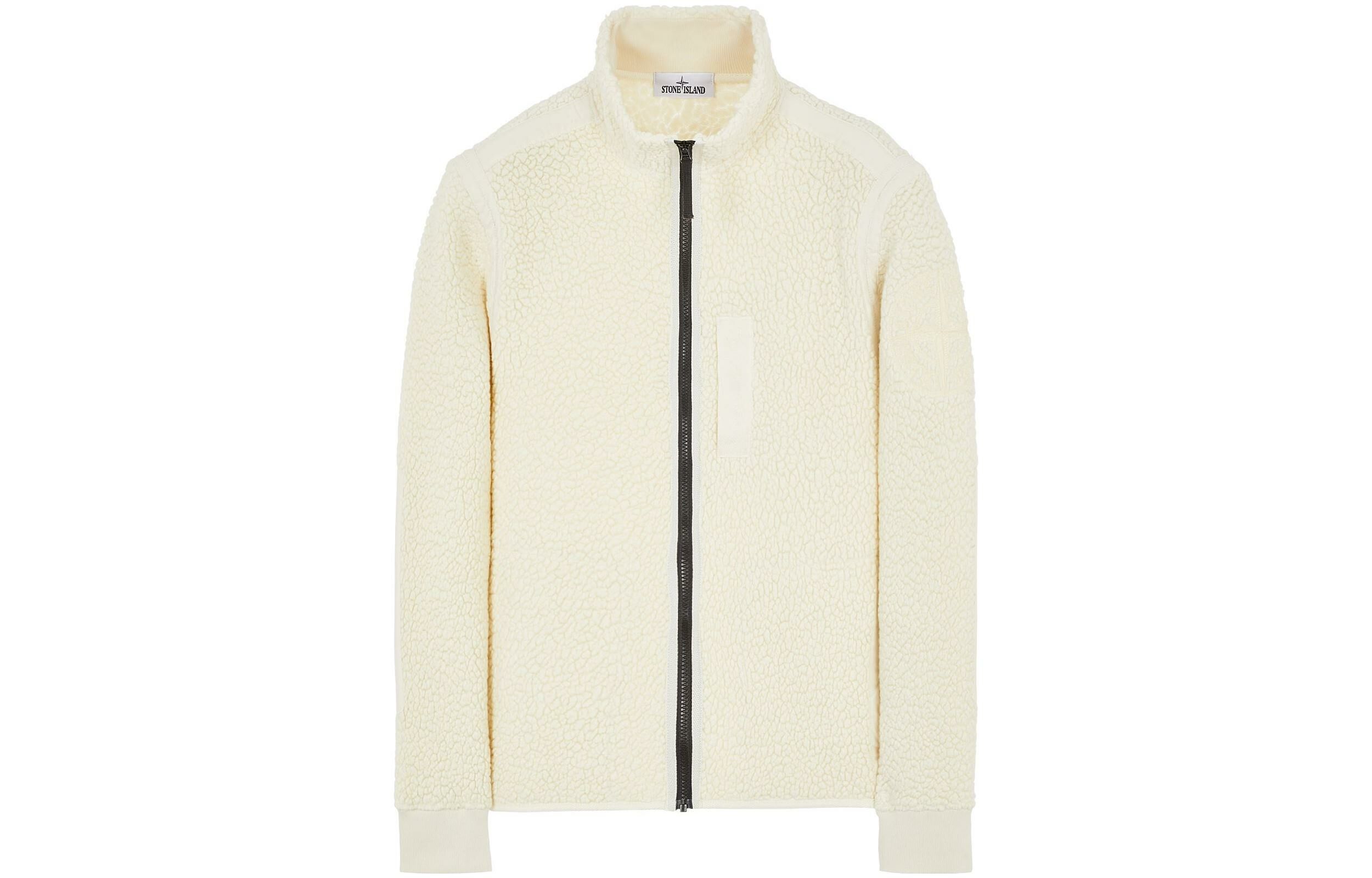 【代購】STONE ISLAND Logo Embroidered Zipped Fleece Jacket