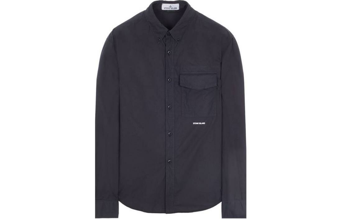 【代購】STONE ISLAND Logo-Printed Button-Up Shirt