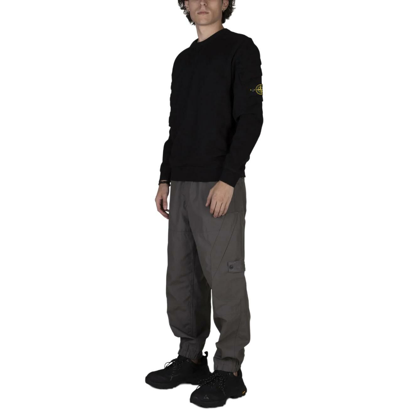 【代購】STONE ISLAND Compass-motif Cotton Tapered Trousers