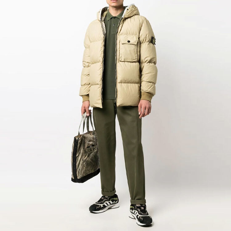 【代購】STONE ISLAND FW21 Solid Color Hooded Thickened Down Jacket Men's Yellow