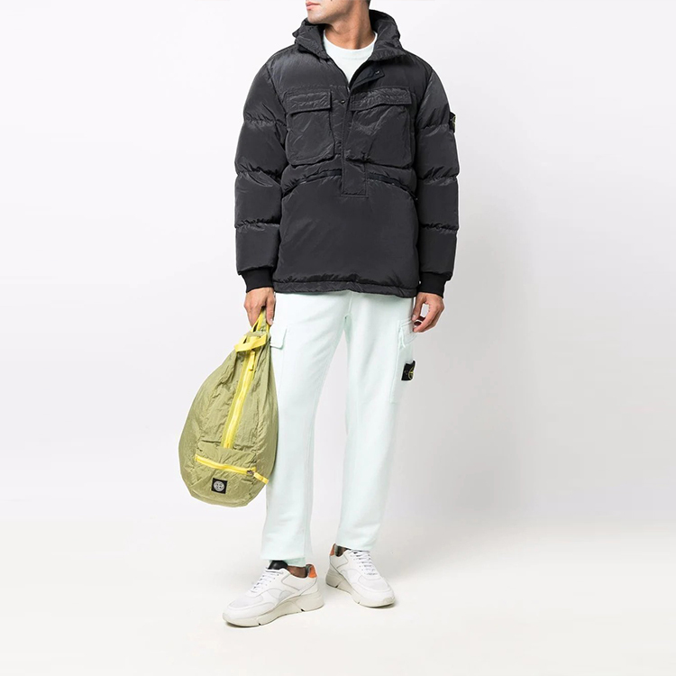 【代購】STONE ISLAND Solid Color Lapel Down Jacket Men's Anthracite