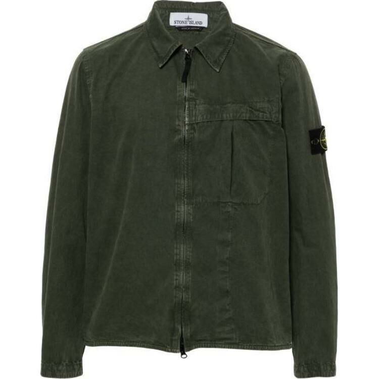 【代購】STONE ISLAND Compass-badge Cotton Shirt Jacket
