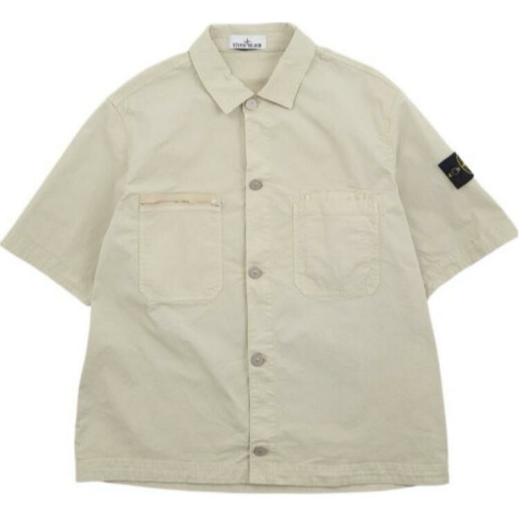【代購】STONE ISLAND Logo Patch Short Sleeved Shirt Jacket