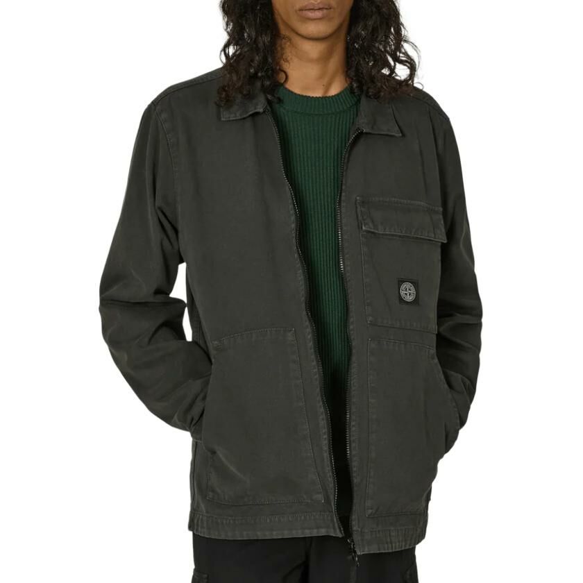 【代購】STONE ISLAND Logo-Patch Zipped Overshirt
