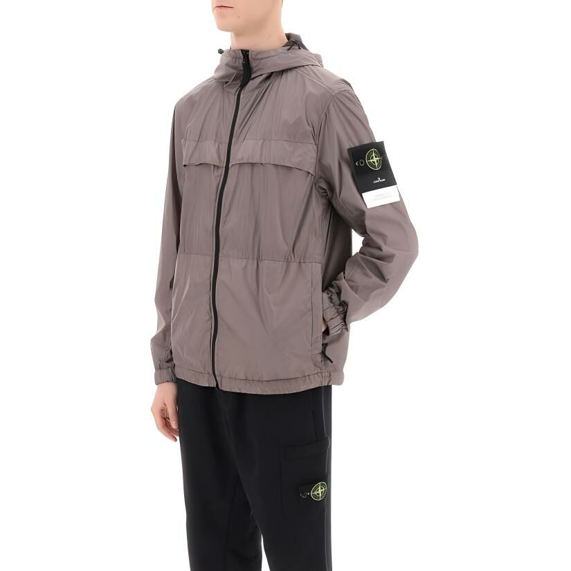 【代購】STONE ISLAND Compass-badge Crinkled Hooded Jacket