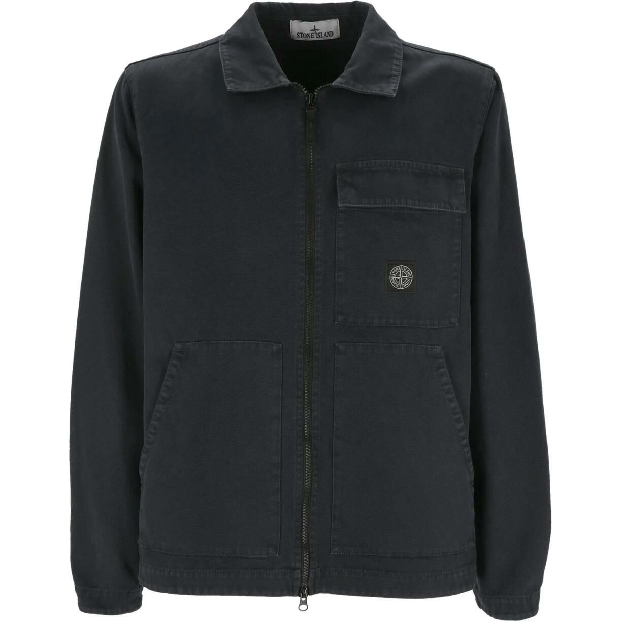【代購】STONE ISLAND Logo-Patch Zipped Overshirt