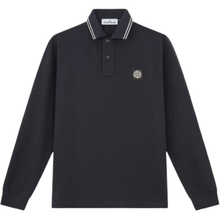 【代購】STONE ISLAND Compass Patch Long-Sleeved Polo Shirt