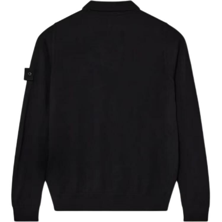 【代購】STONE ISLAND Compass-Badge Long-Sleeved Knitted Polo Top