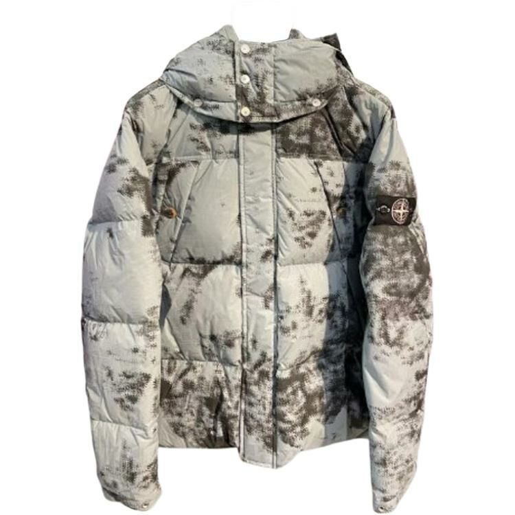 【代購】STONE ISLAND Earth Survey Camouflage Series Down Jackets Men Light Blue