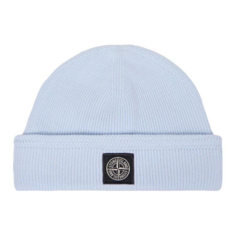 【代購】STONE ISLAND Cotton Beanies Unisex Sky Blue
