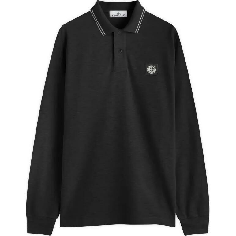 【代購】STONE ISLAND Compass Patch Long-Sleeved Polo Shirt