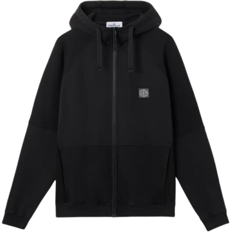 【代購】STONE ISLAND Brushed And Diagonal Organic Cotton Fleece Jackets Coats Men's Black