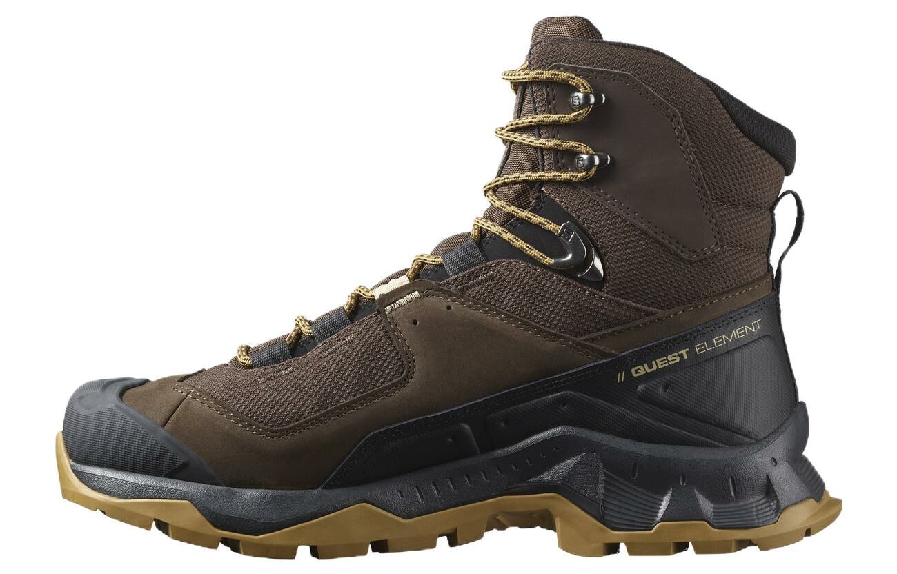 【代購】SALOMON Gore-Te QUEST ELEMENT Anti-Slip Wear-Resistant High-Top Outdoor Shoes Men's Coffee Brown