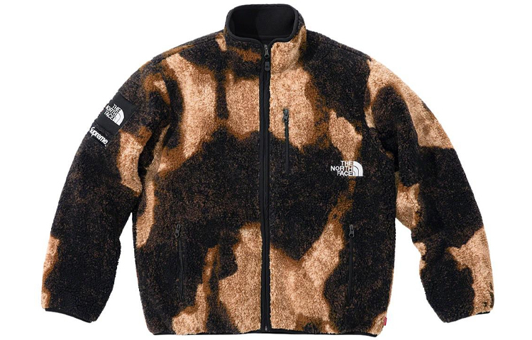 【代購】Supreme The North Face Bleached Denim Print Fleece Jacket