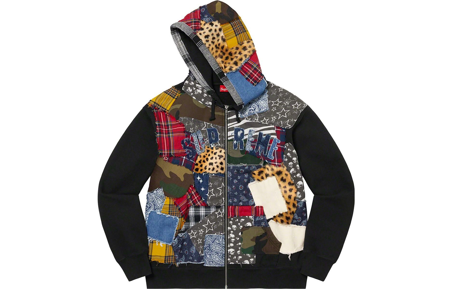 【代購】Supreme Patchwork Zip Up Hooded Sweatshirt