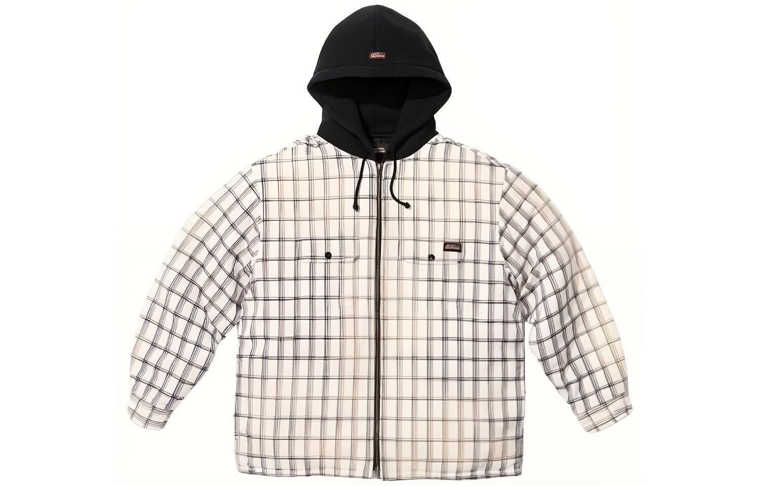 【代購】Supreme Dickies Plaid Hooded Zip Up Shirt Black