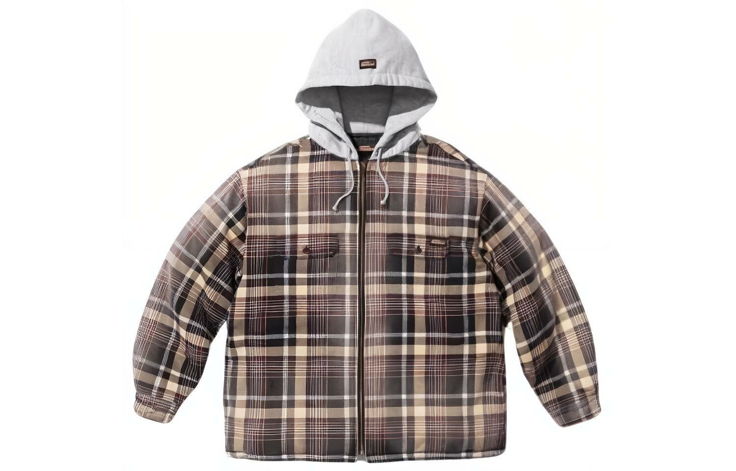 【代購】Supreme Dickies Plaid Hooded Zip Up Shirt Black