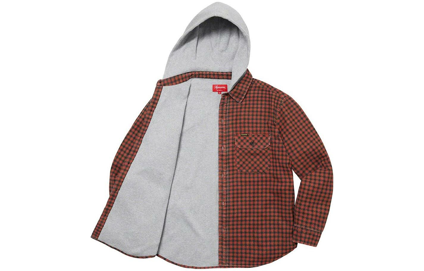 【代購】Supreme Houndstooth Flannel Hooded Shirt