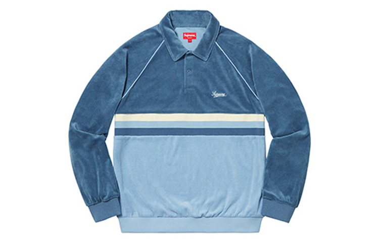 【代購】Supreme Stripe Velour Raglan L/S Polo