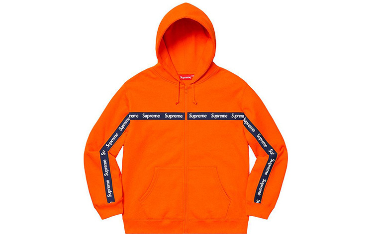 【代購】Supreme Text Stripe Zip Up Hooded Sweatshirt