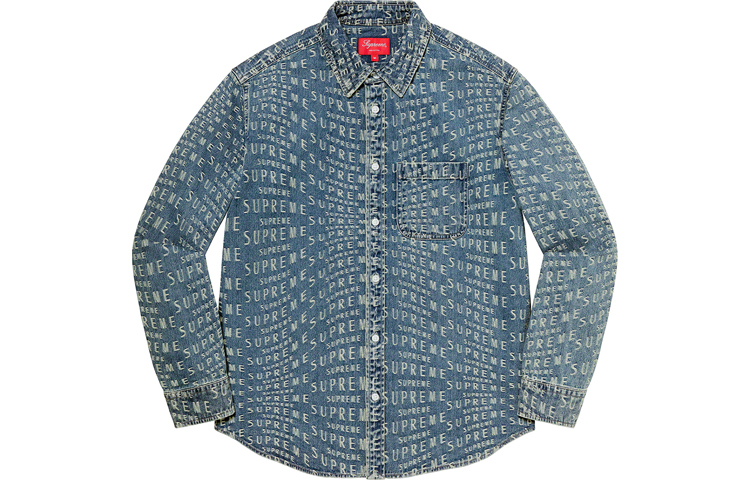 【代購】Supreme Warp Jacquard Logos Denim Shirt