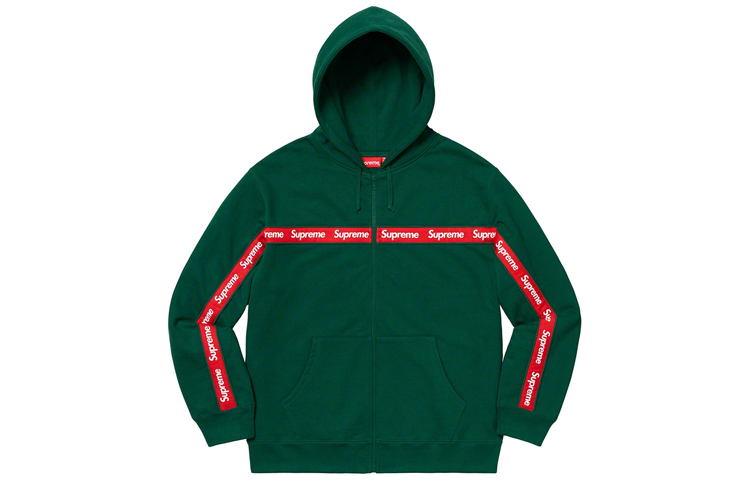 【代購】Supreme Text Stripe Zip Up Hooded Sweatshirt