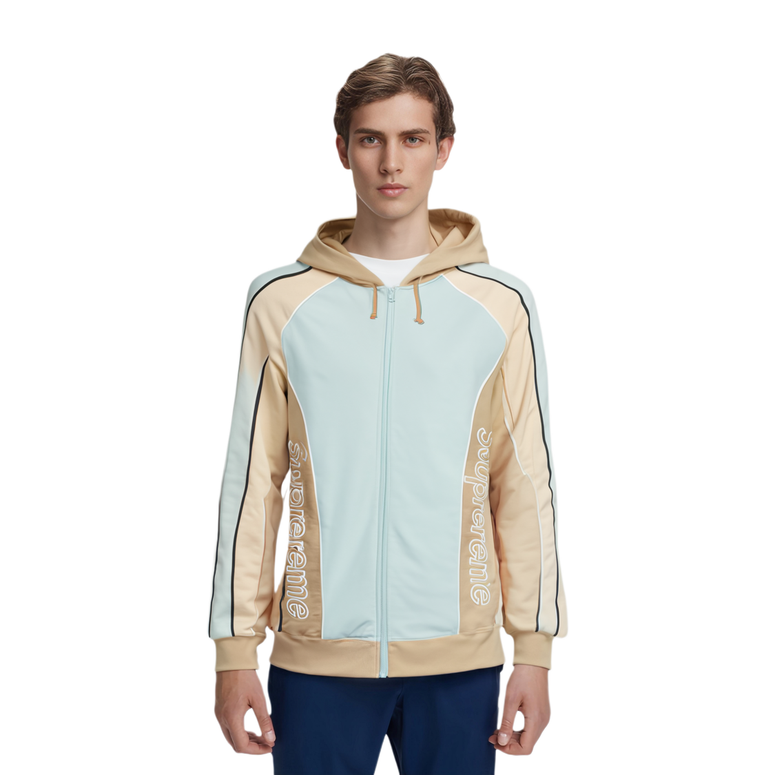 【代購】Supreme Track Paneled Zip Up Hooded Sweatshirt