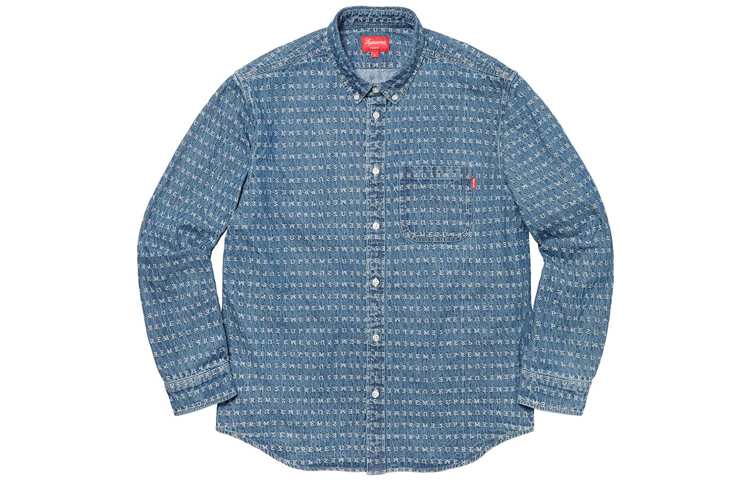 【代購】Supreme Jacquard Logos Denim Shirt