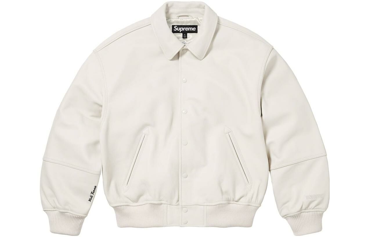 【代購】Supreme GORE-TEX Infinium Windstopper Leather Varsity Jacket