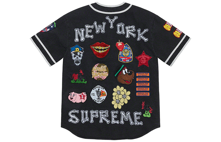 【代購】Supreme Patches Denim Baseball Jersey