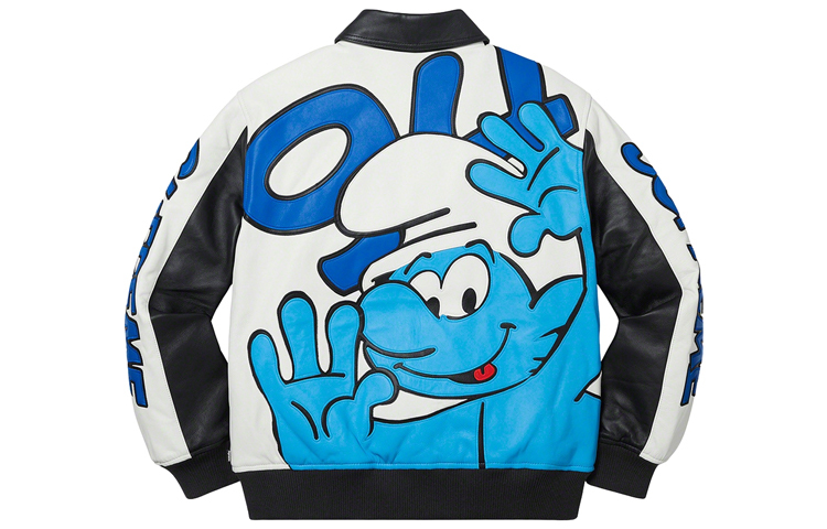 【代購】Supreme Smurfs Leather Varsity Jacket