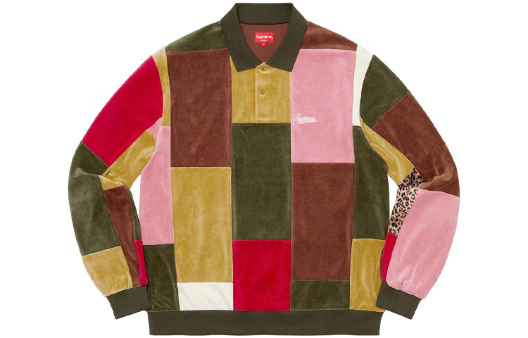 【代購】Supreme Patchwork Velour L/S Polo