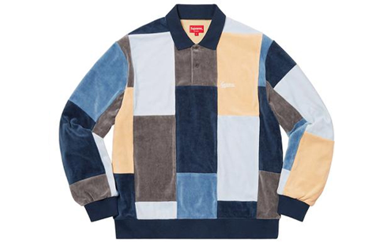 【代購】Supreme Patchwork Velour L/S Polo