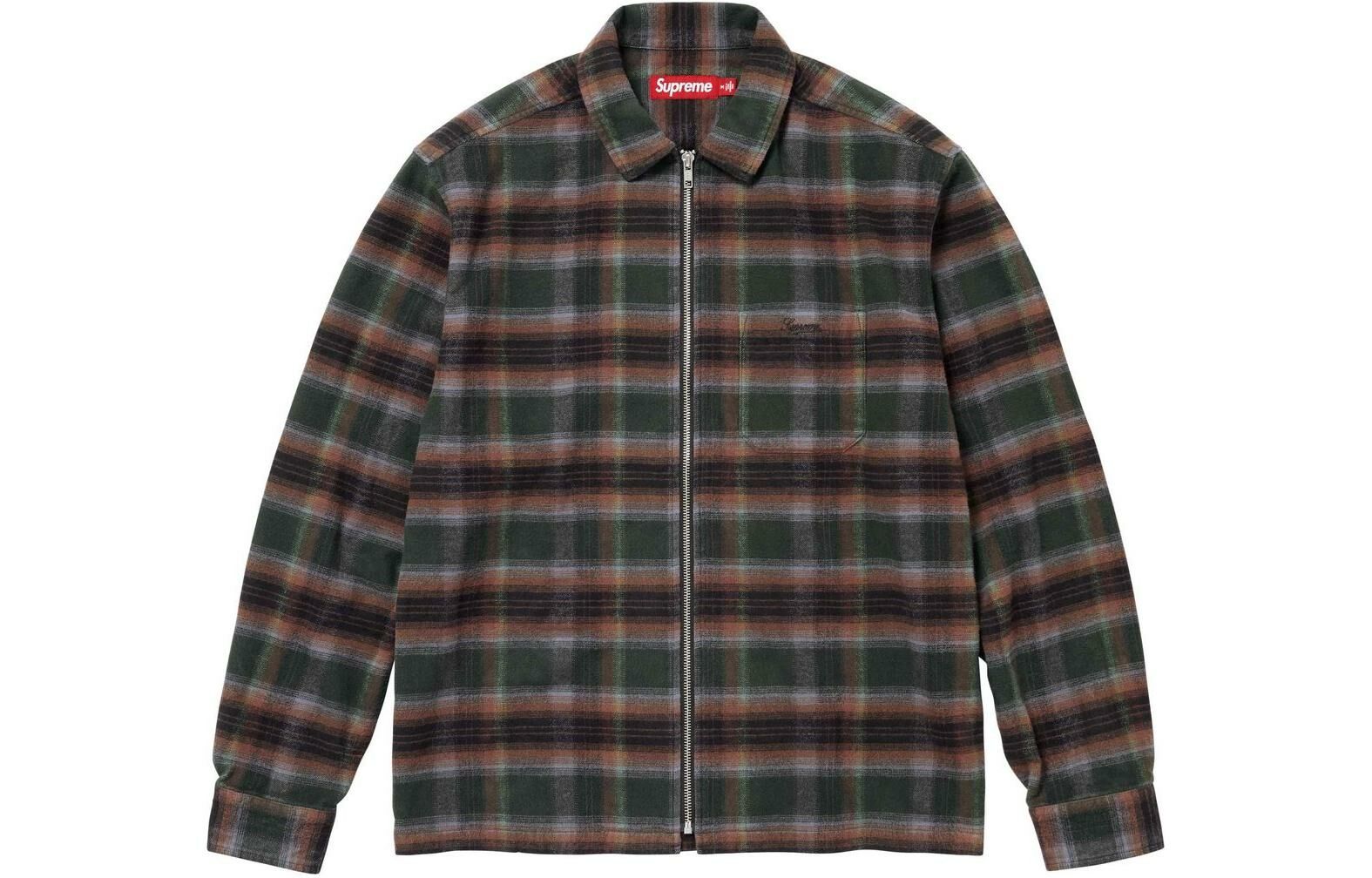 【代購】Supreme Shadow Plaid Flannel Zip Up Shirt SS24 Black