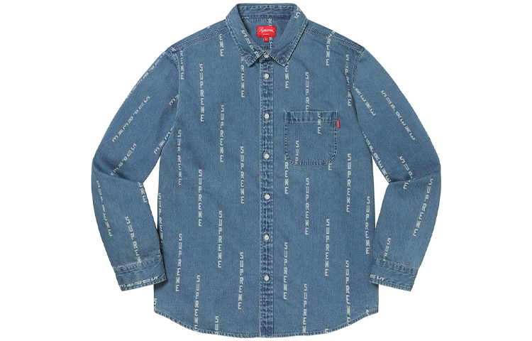 【代購】Supreme Logo Stripe Jacquard Denim Shirt