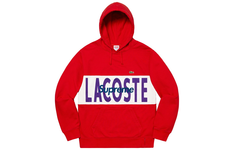【代購】Supreme Lacoste Logo Panel Hooded Sweatshirt